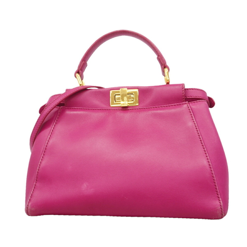Fendi Peekaboo Leather Handbag, Pink, 2-way Bag for Women